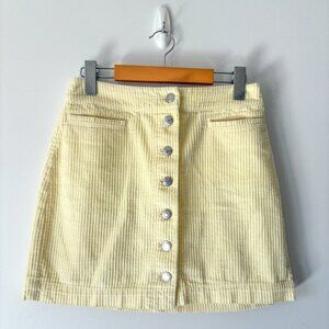 Aritzia Wilfred Free Karmen Skirt Button Front Corduroy Mini Skirt Size 4